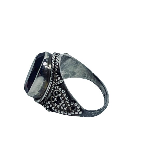 Vintage Sterling Silver Oval Pink Glass Ring Sz 6 1/2 (R137) - Picture 5 of 8